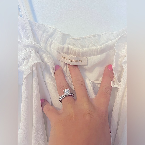 NWOT Boutique White Tiered Ruffle Mini Dress w/adjustable straps - Small - Picture 9 of 9